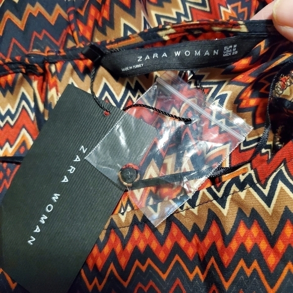 NWOT Zara Women Aztec Print  Fringe Multicolored Dress Size Medium, Unique - Picture 10 of 12